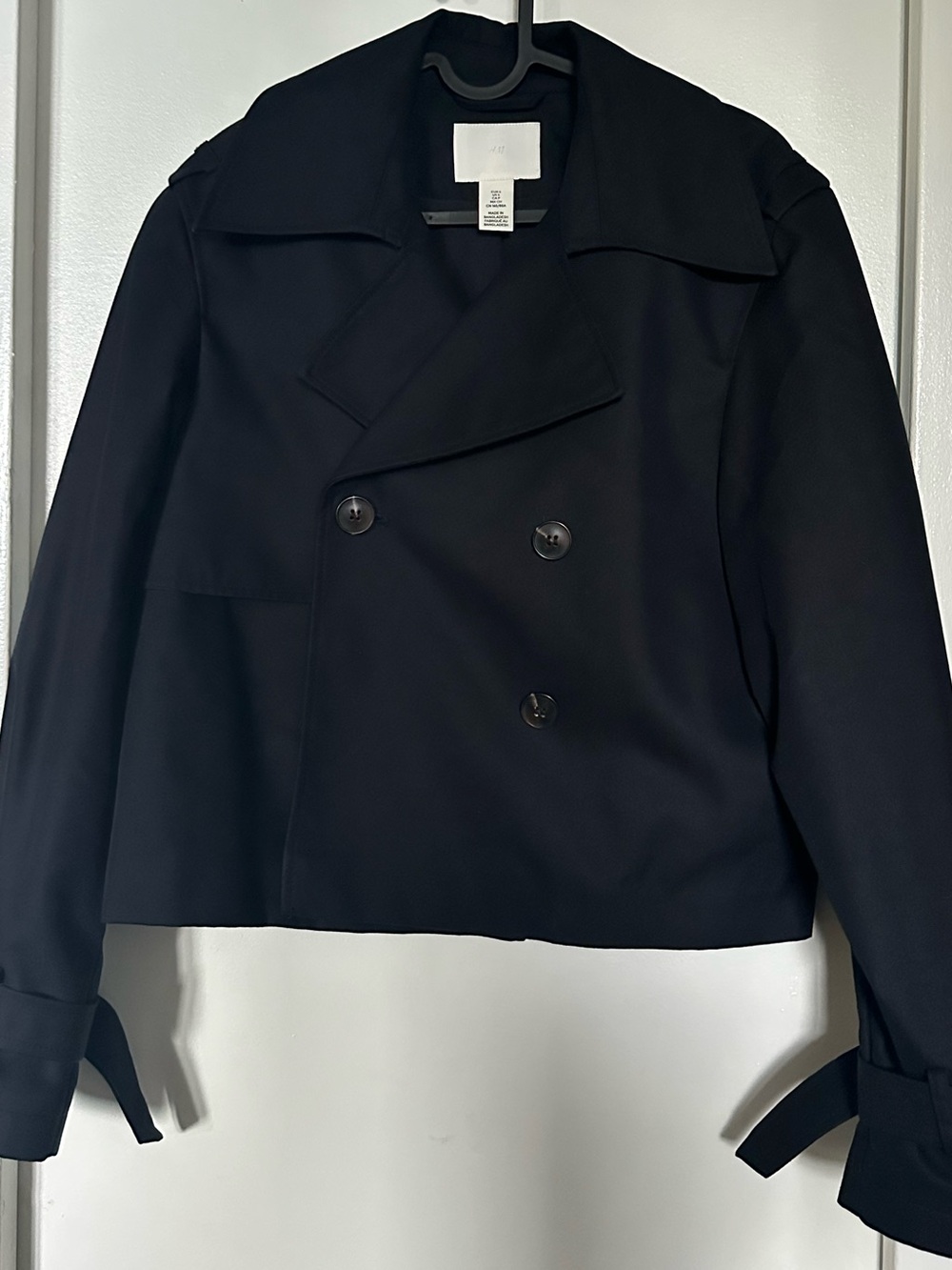 H&M Navy Cropped Trench Coat